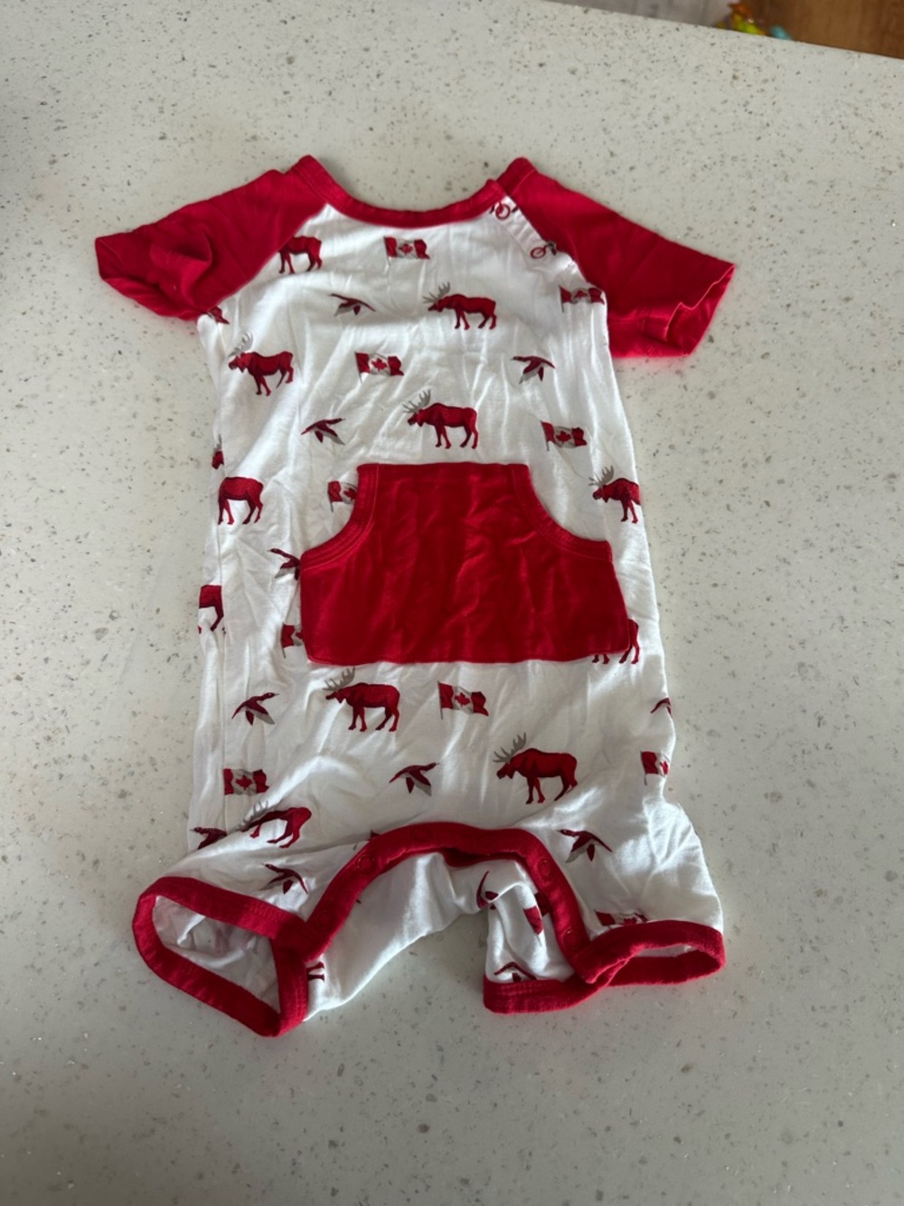 Kyte BABY White and Red Moose Print One-Piece Bodysuit